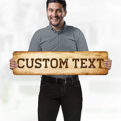 Custom Sign, Custom Street Sign, 11 Font Colors, 13 Font Styles, 4 Hole Options, 22 Sizes, 8x32 Inches, Rust Free DiBound, Fade Resistant, Made in USA by My Sign Center (Vintage)