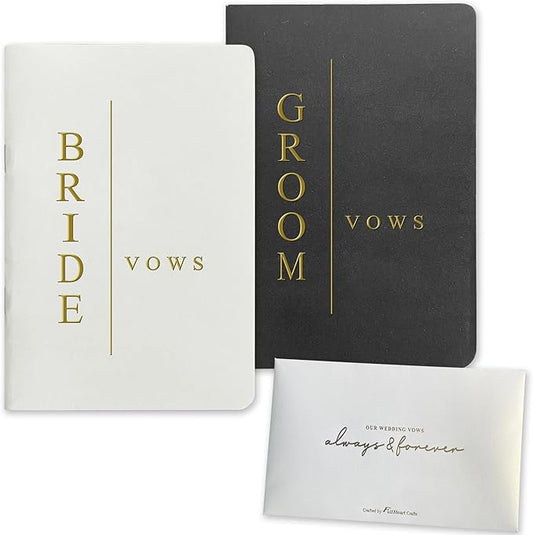 Vow Books His and Hers Wedding Vow Books Bride and Groom with Soft Touch Gold Foil Engraving Wedding Essentials(TR-GB-Black)