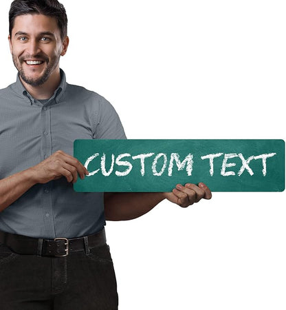 Custom Sign, Custom Street Sign, 11 Font Colors, 13 Font Styles, 4 Hole Options, 22 Sizes, 6x24 Inches, Rust Free DiBound, Fade Resistant, Made in USA by My Sign Center (Chalkboard Green)