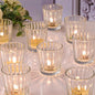 24pcs Vintage Ribbed Votive Candle Holders, Glass Candle Holder for Wedding Table Decor, Tea Lights Candle Holder for Table Centerpiece, Christmas, Holiday Decor