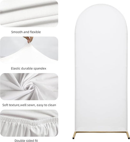 Wedding Arch Cover Spandex Arch Backdrop Cover (7.2FT,6.6FT,6FT) Set of 3 Arch Stand Cover Arch Covers Stretchy Backdrop for Wedding Birthday Party Decoration Baby Shower (White)