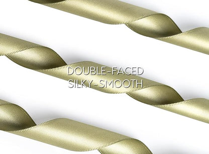 Sage Green Satin Ribbon 7/8 Inch x 50 Yards Double-Faced Ribbons for Gift Wrapping Crafts Flower Bouquet Wedding Paper Bows Invitations