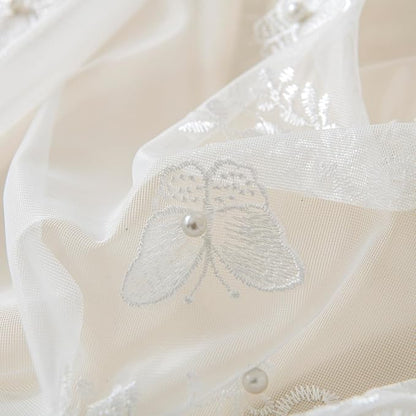 VISIONTEX White Sheer Voile Curtains, Decorative White Embossed Butterflies Rod Pocket Window Drapes for Home Kitchen, Living Room and Bedroom 54 x 63 Inch, Set of 2 Curtain Panels