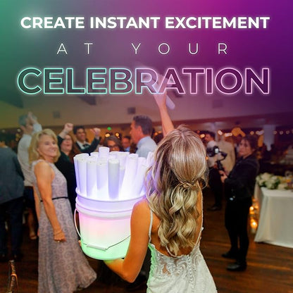 100 Pink Foam Glow Sticks - 16" LED Foam Sticks for Wedding, Parties & Dancing