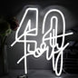 White Forty Neon Sign 40 Year Old Birthday Neon Sign Birthday Gift For 40 Year Old Woman Led Night Light For Wedding Engagement Banquet Anniversary Party Decor Gift For Girl Wife Lover(USB Sign)
