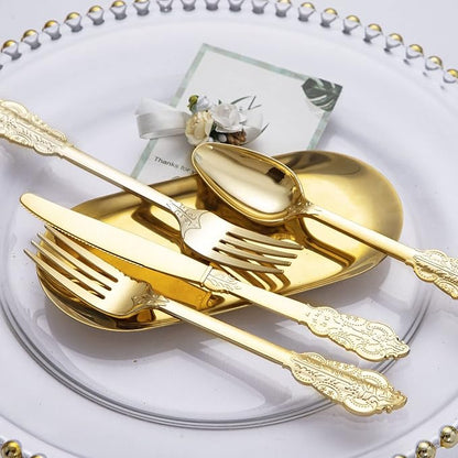 bUCLA 600 Pieces Gold Plastic Silverware - Plastic Gold Utensils - Heavyweight Disposable Cutlery - 200 Forks, 200 Spoons, 200 Knives for Party & Thanksgiving