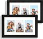 8x14 Picture Frame Set of 2, Rustic Black Wood Frame with Glass Collage Frame, Display Pictures 3-4x6 With Mat or 8 x 14 Without Mat - Horizontal or Vertical Wall Mounting