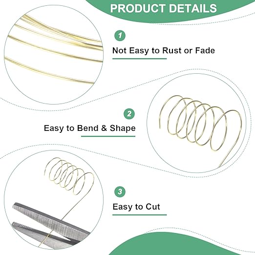 2-Rolls 0.2mm Jewelry Wire, 32 Gauge 328FT Craft Wire Copper Beading Wire for Jewelry Making/Planting/Weaving/DIY Crafting, Soft Metal Wires [100M, Light Golden]