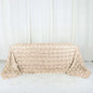 Efavormart 90"X132" Beige Grandiose 3D Rosette Satin Rectangle Tablecloth for Wedding Party Event
