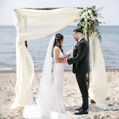 Wedding Arch Draping Fabric, 1 Panel 28" x 19Ft Ivory Arch Drapes Sheer Backdrop Curtain for Wedding Ceremony Party Ceiling Decor