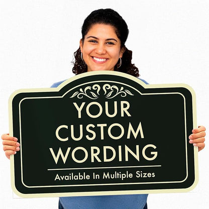 Custom Decorative Outdoor Metal Sign - Personalized Aluminum Driveway Sign, Waterproof, Made in USA - Design 1 Black Charcoal 24x18 In