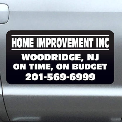 Vehicle Magnets Sign with Custom Lettering 12" X 24" (Set of 2) -Landscape, Construction, Handy Man, Plumbing, car Repair Shop-Black