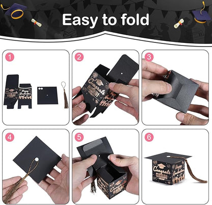 COTOPHER 36 Pack Mini Graduation Cap Gift Boxes with Tassel, Class of 2025 Graduation Candy Boxes Centerpieces for Tables Party Decorations, Small Treat Chocolate Box Graduate Favors Supplies