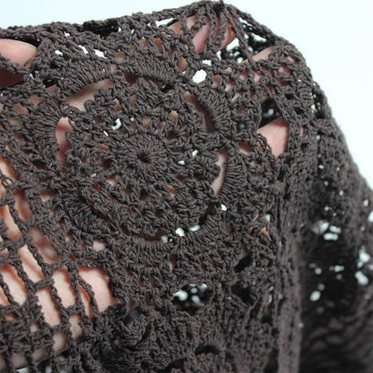 KEPSWET Cotton Handmade Crochet Lace Table Runner Dark Brown Rectangle Coffee Table Dresser Decor (14x36 inch)