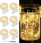 LAMPHOME 6 Pack Fairy Lights Battery Operated String Lights 6.6ft 20 Led Mason Jar Lights Waterproof Silver Wire Light Fireflies DIY Party Wedding Christmas Decoration(6 Pack,Warm White)