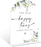 Greenery Happy Tears Tissue Sign, 6 x 8 Inch White Arch Acrylic Wedding Sign with Holder, Wedding Sign for Ceremony and Reception, Wedding Decoration, Wedding Supplies - LY25