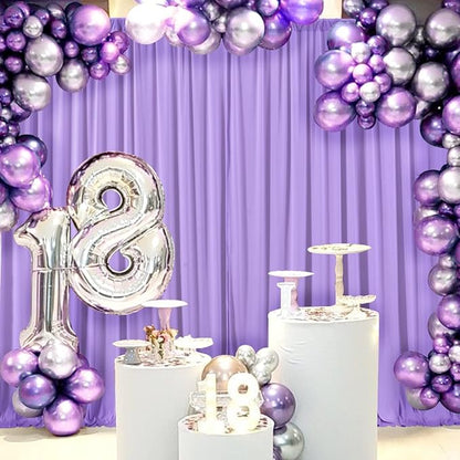 AK TRADING CO. 10 feet x 8 feet IFR Polyester Backdrop Drapes Curtains Panels with Rod Pockets - Wedding Ceremony Party Home Window Decorations - Lavender