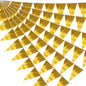 40M/130FT Gold Triangle Pennant Banner Flag Metallic Fabric Bunting Garland for Christmas Graduation Wedding Engagement Anniversary Bachelorette Birthday Bridal Shower Valentines Hen Party Supplies