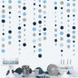 Dusty Blue Party Decorations Navy Blue Circle Dots Garland Gray Blue Hanging Paper Polka Dot Streamer for Wedding Baby Shower Engagement Bridal Shower Birthday Graduation Nautical Theme Party Supplies