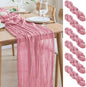 Asee'm 6pcs Cheesecloth Table Runner 120 Inches Long Pink Boho Gauze Cheese Cloth Runner 10FT Rustic Sheer Table Runners for Christmas Wedding Party Baby Shower Spring Easter Decoration