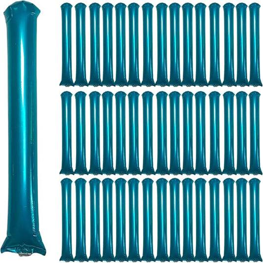 48pcs Round Head Boom Sticks Thunder Sticks Cheering Sticks Team Spirit Plastic Cheerleading Spirit Stick Clapper Inflatable Noise Maker Sports Supply (Metallic Blue)