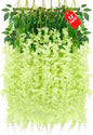 12 Pack Green Wisteria Hanging Flowers, 3.44 Ft Fake Hanging Flowers, Artificial Wisteria Garland Vines for Wedding Room Backdrop Outdoor Patio Garden Decoration