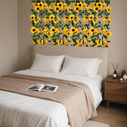 8Pcs 63Ft Sunflower Garland, Fake Hanging Flowers, Sunflower Artificial Flower Vine, Hanging Floral Vine Garland for Wedding, Party, Wall Arch, Halloween, Christmas Summer Garden Backdrop Decor