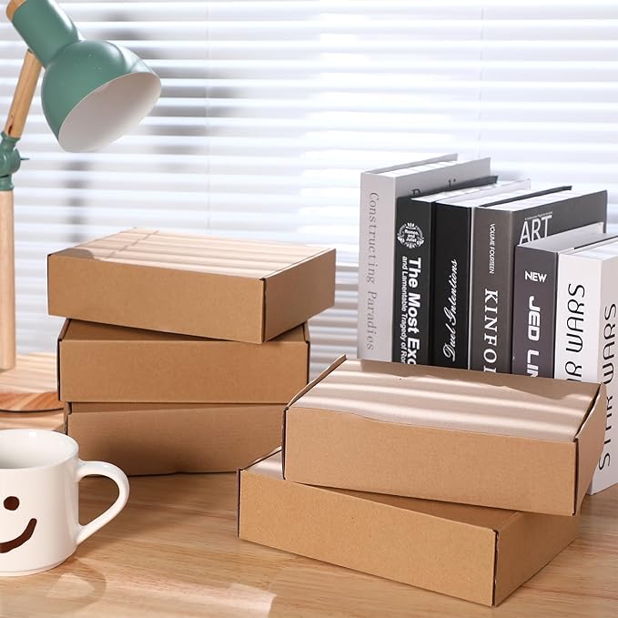 Qilery 200 Pcs Shipping Boxes Cardboard Gift Corrugated Cardboard Brown Boxes Mailer Packaging for Mailing Small Business Present (6 x 4 x 3 Inch)