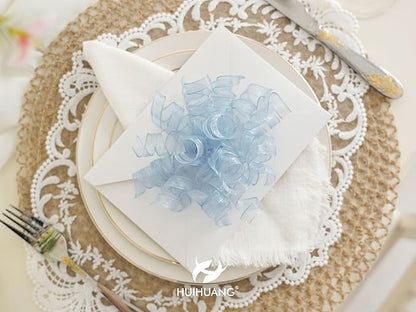 HUIHUANG Blue Bows for Gift Wrapping Burst Curly Gift Bows 5 inch x 8 Counts Self-Adhesive Curly Ribbon Bow for Presents, Treat Bags, Baby Shower Favors, Wrapping Accessories, Party Decor