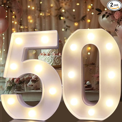 Pooqla 50th Birthday Decorations for Women Men, Light Up Numbers 50 for Party Table Backdrop Wall Decors, 50th Birthday Gift for Her Him, Marquee Number for Wedding Anniversary Decorations