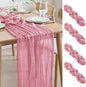 Asee'm 4pcs Cheesecloth Table Runner 120 Inches Long Pink Boho Gauze Cheese Cloth Runner 10FT Rustic Sheer Table Runners for Christmas Wedding Party Baby Shower Spring Easter Decoration