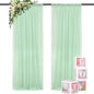 DUOBAO Chiffon Backdrop Curtains 2 Panels Photography Backdrops Drape 5ft x 8ft Voile Curtain Sage Green Collapsible Seamless Sheer Drapes for Women Party Baby Shower Birthday Photo Shoot Decorations