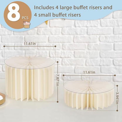 8 Pcs Buffet Risers, Food Risers for Buffet Table, White Food Display Risers for Party Buffet Risers and Stands for Show Catering Desserts, Food, Jewelry (8 Pcs)
