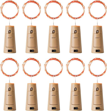 Aluan Orange Halloween Lights Wine Bottle Lights with Cork 10 Pack 20 LED Fall Table Decor for Home, Christmas Mini Fairy Lights Battery Operated Cork Lamp for Liquor Bottles Party Wedding Decoration