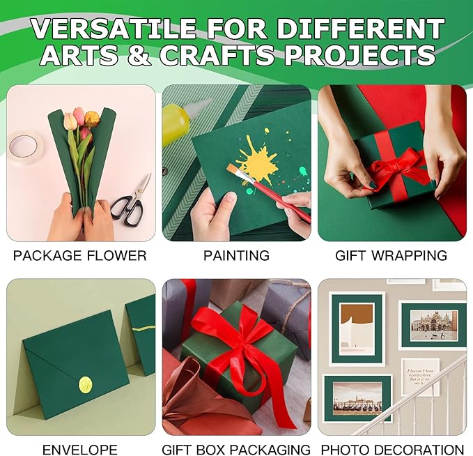 Vanhench 48" x 2400" (200') Light Green Wrapping Paper, Solid Color Kraft Paper for Gift Wrap & Art Craft Supplies, Construction, Poster, Bulletin Board, Floor Covering, Table Runner