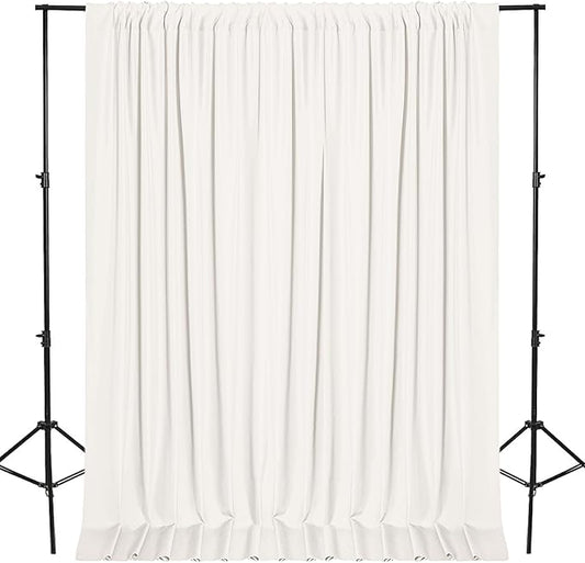 DWCN 10x7 FT Ivory Backdrop Curtains for Parties, Photography Backdrop Drapes with Rod Pockets for Wedding Decorations Stage Birthday Family Gatherings, 2 Panels 5ft x 7ft