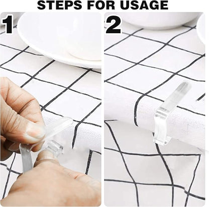48 Pcs Plastic Table Cloth Holder - Clear Clips for Outdoor Picnic Tables, Skirt Clip to Hold Down Tablecloth for Party Events