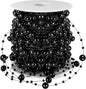 JULBEAR 131Ft Artificial Pearl Beads Garland Decoration, 1Rolls Black Pearl Strands Chain Bead Garland for Gothic Wedding Decor Bouquet Crafts Flower DIY Supplies Christmas Tree Ornaments