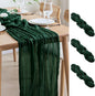 Asee'm 3PCS Table Runner Cheesecloth 10FT Emerald Green Boho Gauze Fabric Rustic Sheer Cheese Cloth Runners for Wedding Bridal Shower Party Spring Easter Decoration