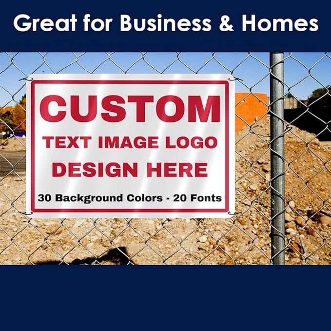 Custom Signs Outdoor Metal - 12 x 8 Personalized Aluminum Sign for Office, Home, Business, Decor, Customiz Customized Rust-Proof Sign (Red Text Box)