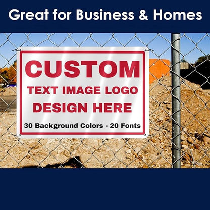 Custom Signs Outdoor Metal - 12 x 8 Personalized Aluminum Sign for Office, Home, Business, Decor, Customiz Customized Rust-Proof Sign (Red Text Box)
