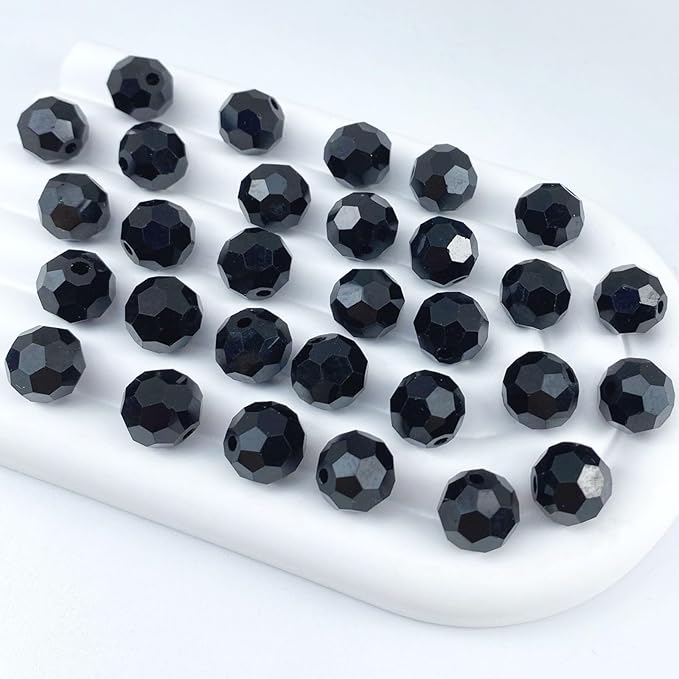 400 PCS 4mm Crystal Glass Beads Round Multiple Faceted Loose Spacer Glass Beads for DIY Handcrafte Bracelet Necklace Earring Jewelry Making(Black)