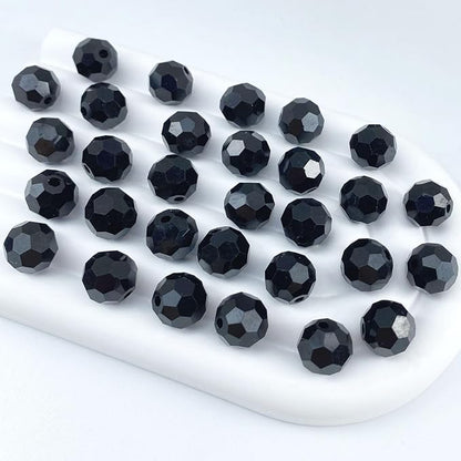 100 PCS 8mm Crystal Glass Beads Round Multiple Faceted Loose Spacer Glass Beads for DIY Handcrafte Bracelet Necklace Earring Jewelry Making(Black)