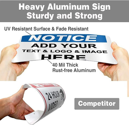 Custom Notice Signs Outdoor Metal - 12 x 8 Personalized Aluminum Caution Signs Rust-Proof Warning Sign Safety Signs for Home Business