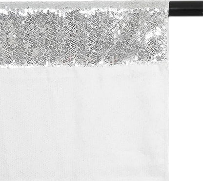 Poise3EHome 5Ft x 7Ft Silver Sequin Backdrop, Glitter Thick Satin Sequin Background Drapes, Sparkly Photography Curtain, Sequence Xmas Thanksgiving Backdrop for Wedding Party Holiday Festival Decor