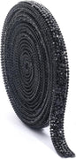Black Rhinestone Ribbon 3 Yards Self Adhesive Rhinestone Strips Diamond Ribbon Sticker Crystal Roll Glitter Bling Rhinestones Tape for Crafting DIY Art Decoration (0.4 Inch)