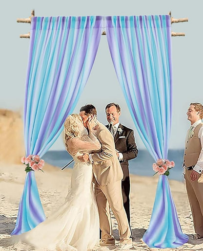 DUOBAO Sheer Curtains for Girls Bedroom, Light Filtering Purple Rod Pocket Drapes - 2 Panels 29x120 Inches, Mermaid Design