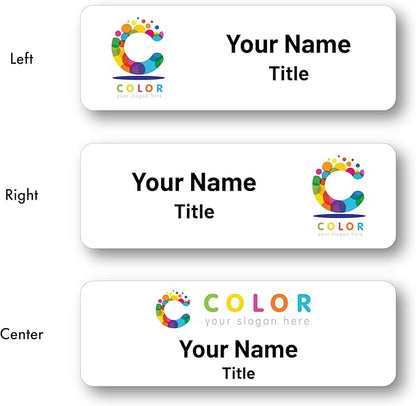 Custom Name Tags - Full Color Logo Name Tags - Scratch Resistant Metal Front & Hard Plastic Back (2 x 3 Inch, Silver)