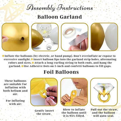 248 Pc Premium Engagement Party Decorations, Gold and White Bridal Decorations, He Asked She Said Yes Banner, Engaged Letter Balloons, Future Mrs and Mr Balloons & Sashes Ring Balloon, Boxes & more