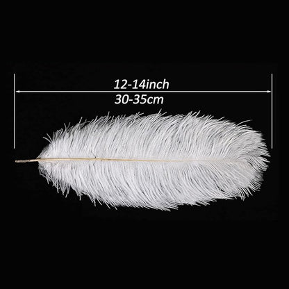 YAKRUNA 30PCS White Ostrich Feathers for Centerpieces for Wedding Birthday Gatsby Party, 12-14 Inches Bulk Decorative Plumes for Vase & Table & Christmas Tree Decor (30-35cm, White)